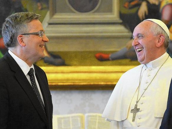 Pope Francis meets with Polish President Bronislaw Komorowski, left, at the Vatican. On the pontiff's orders, the Vatican will convene a meeting of senior clerics this fall to reexamine church teachings that touch the most intimate aspects of people's lives. (Vincenzo Pinto / AFP/Getty Images / April 26, 2014)